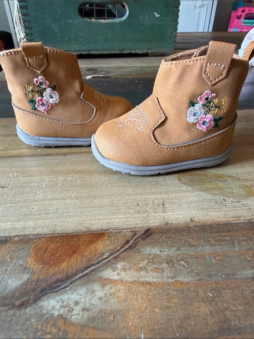 Carters Tan Floral Cowgirl Boots